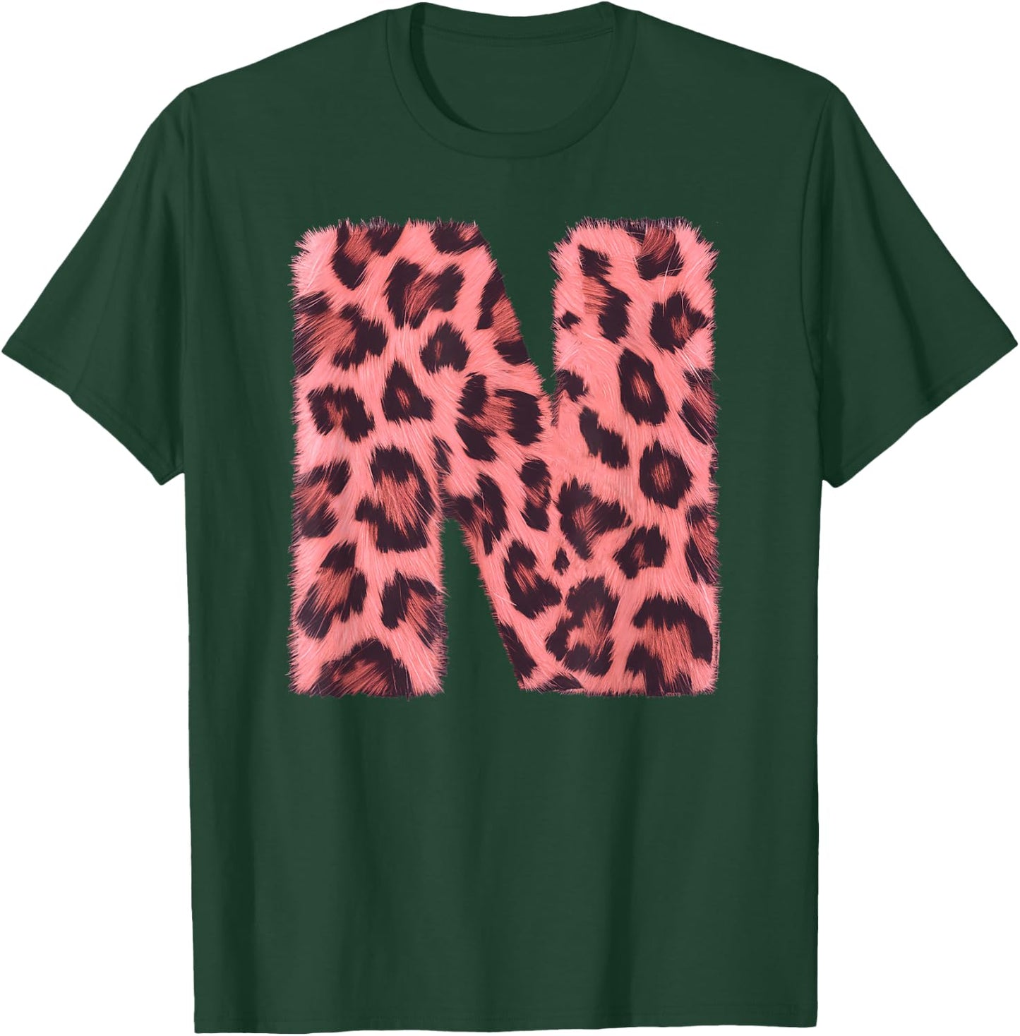 Letter N Cheetah Leopard Print Pink Initial Zebra Matching T-Shirt - T-Shirt | Forest
