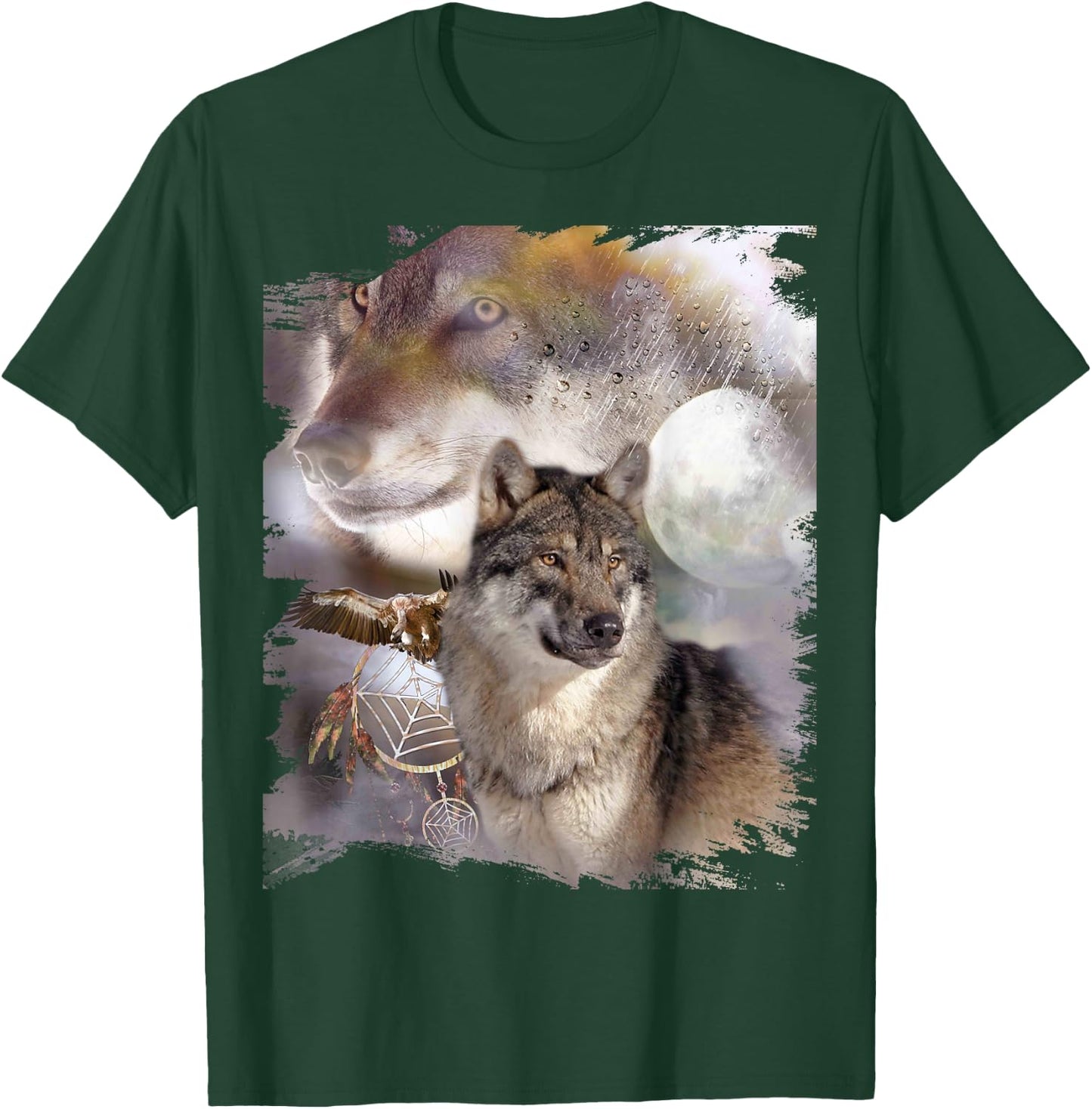 Wolf Dreamcatcher & Eagle, Moon Wolves T-Shirt - T-Shirt | Forest