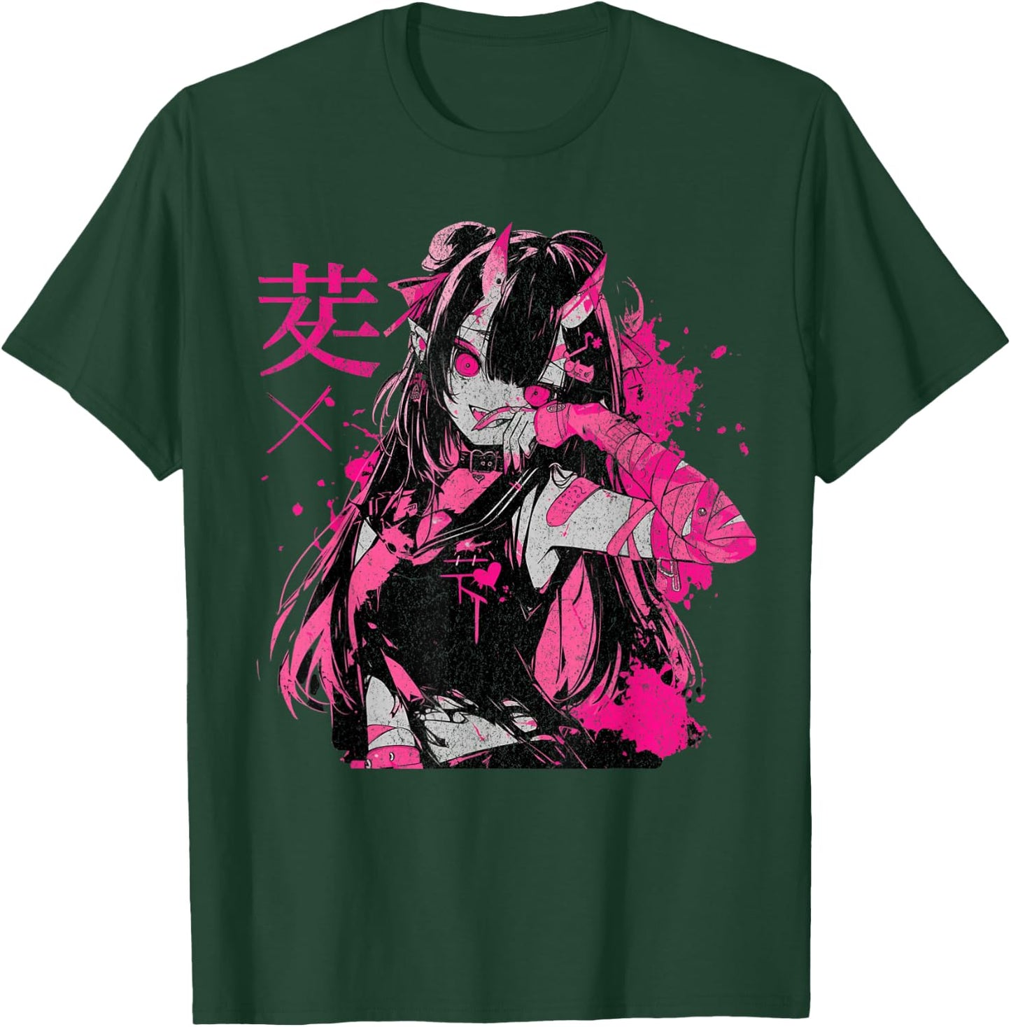 Goth Grunge Demon Anime Girl Waifu Horror Old Aesthetic T-Shirt - T-Shirt | Forest