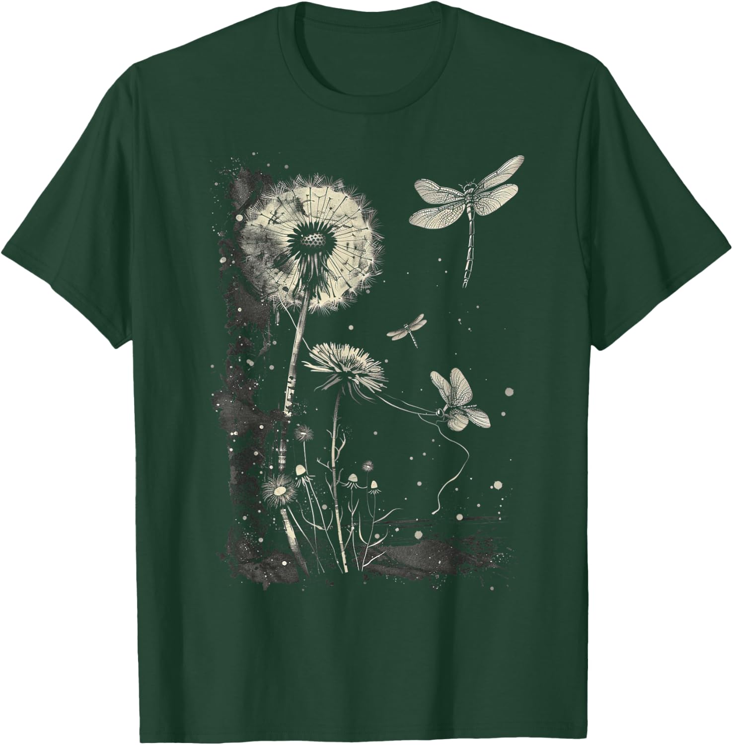 Dandelion Puff Ball with Dragonfly T-Shirt - T-Shirt | Forest