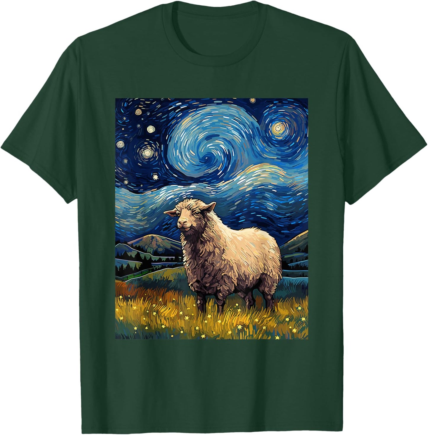 Sheep Starry Night Van Gogh Art Lover T-Shirt - T-Shirt | Forest