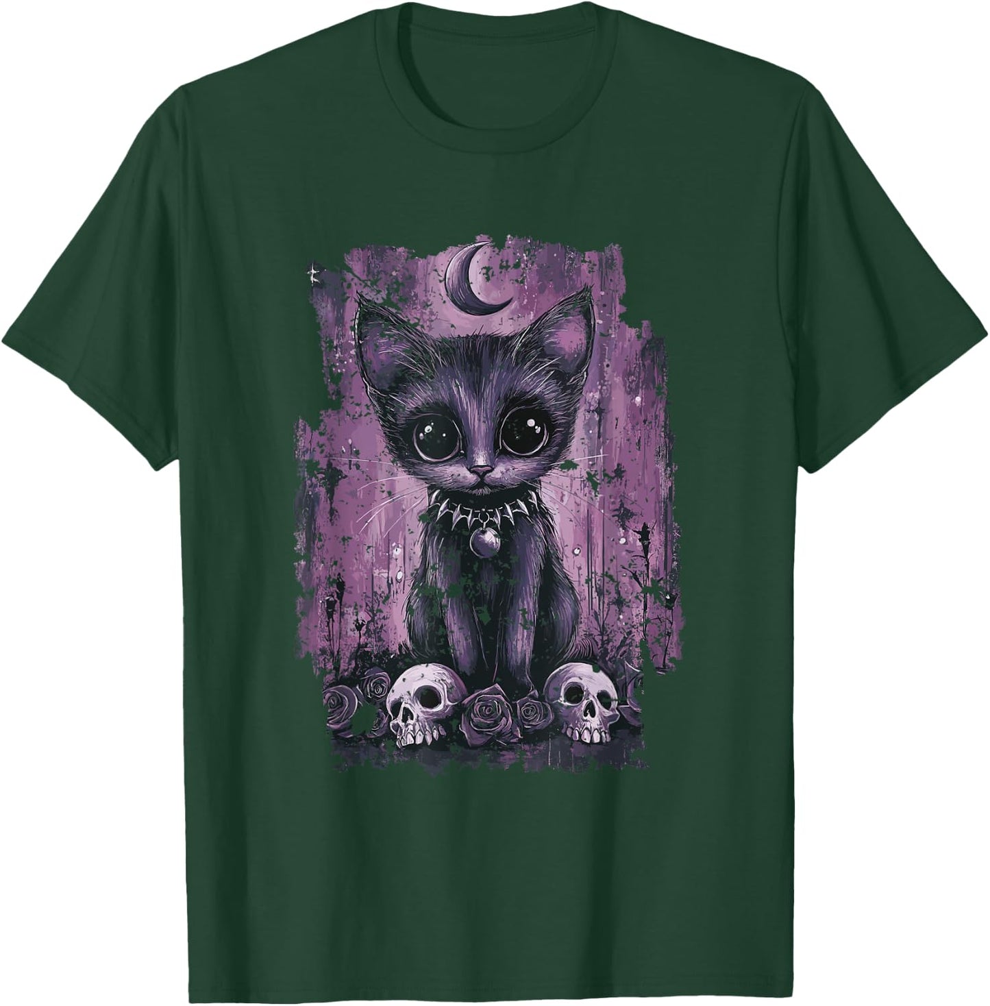Sweet Gothic Cat , Black, S T-Shirt - T-Shirt | Forest