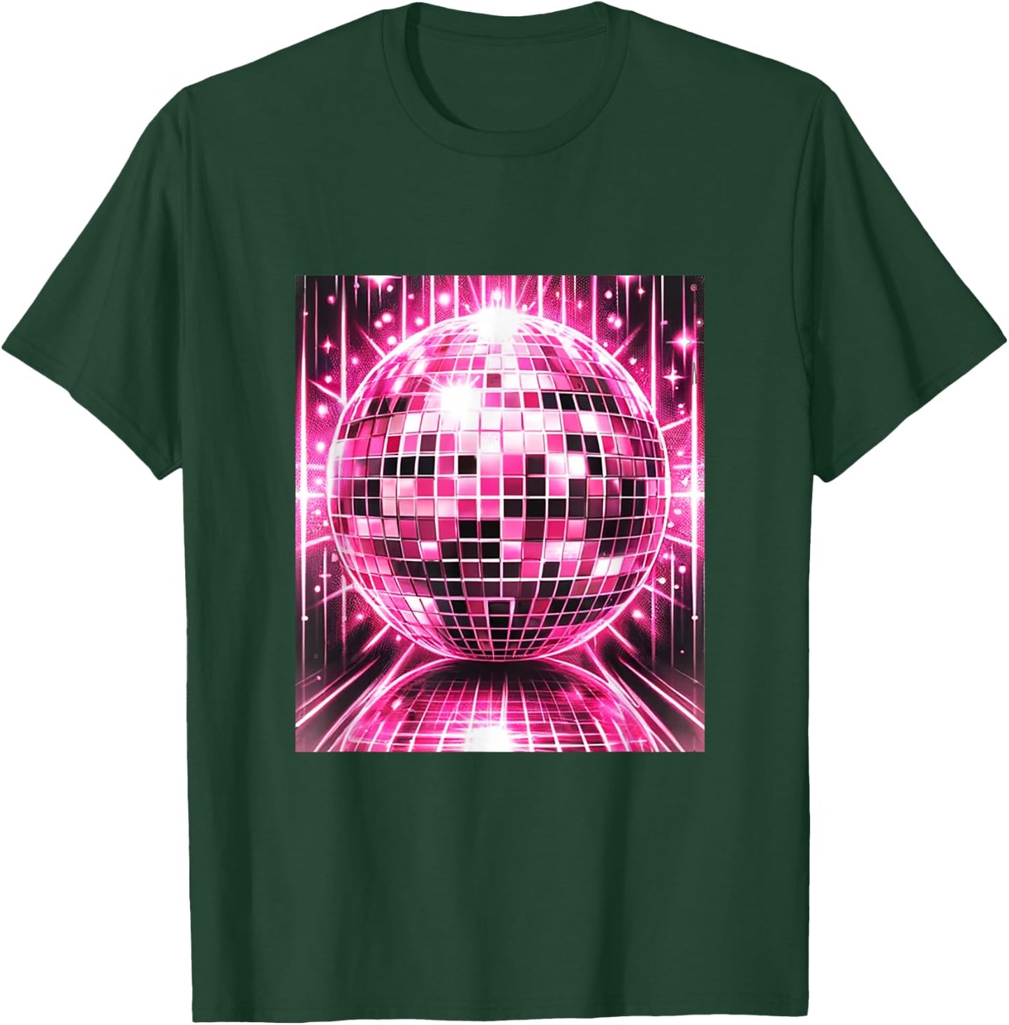 Disco Ball Pink Mirror Ball , black T-Shirt - T-Shirt | Forest