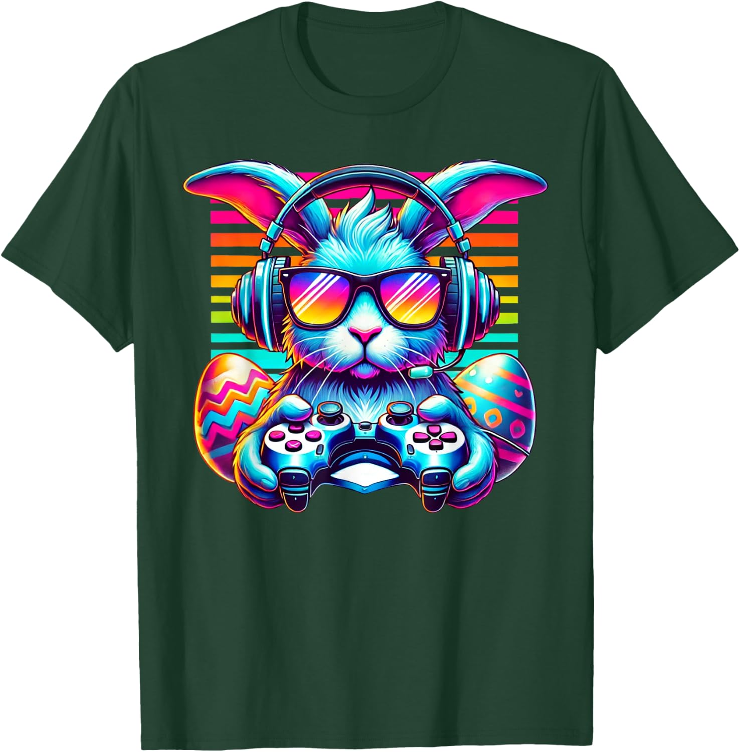 Happy Easter Bunny Egg Gamer Funny Video Game Kids Gaming T-Shirt - T-Shirt | Forest