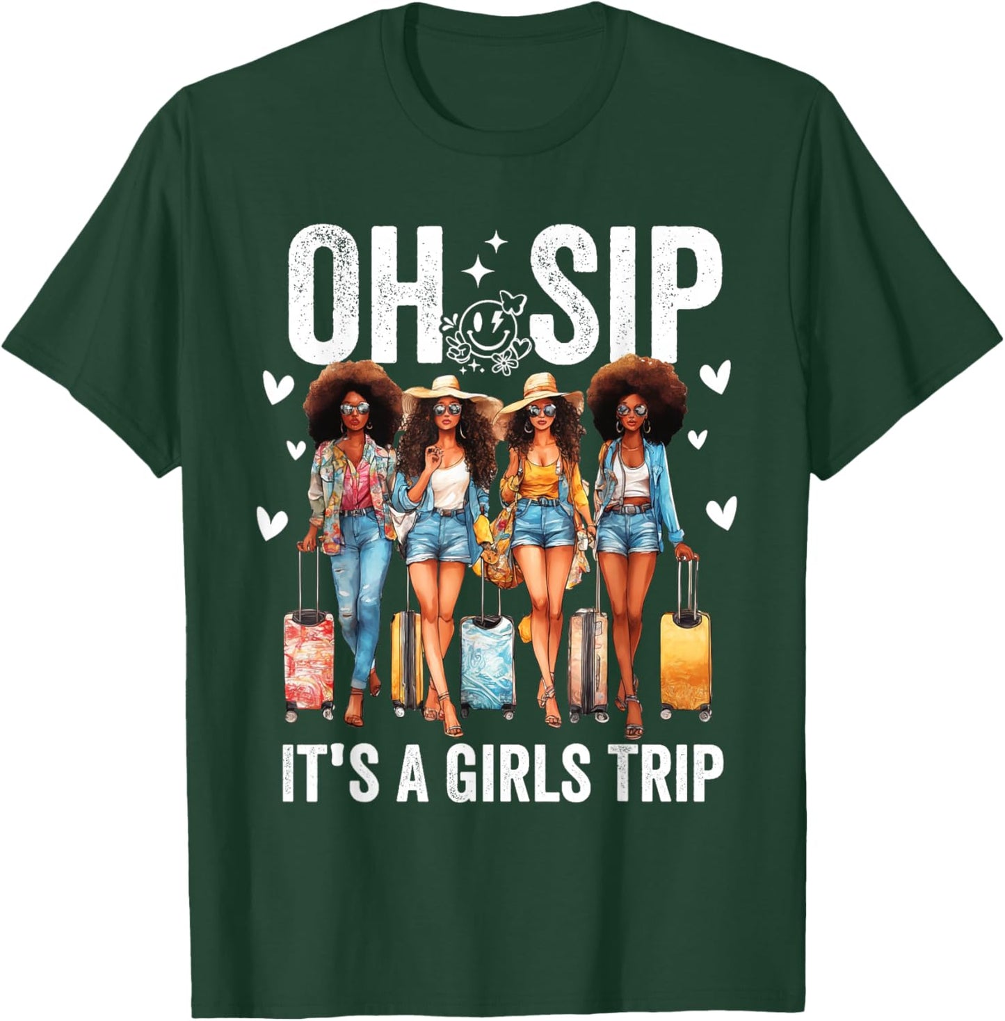 Oh Sip It's A Girls Trip Funny Party Black Women Queen T-Shirt - T-Shirt | Forest