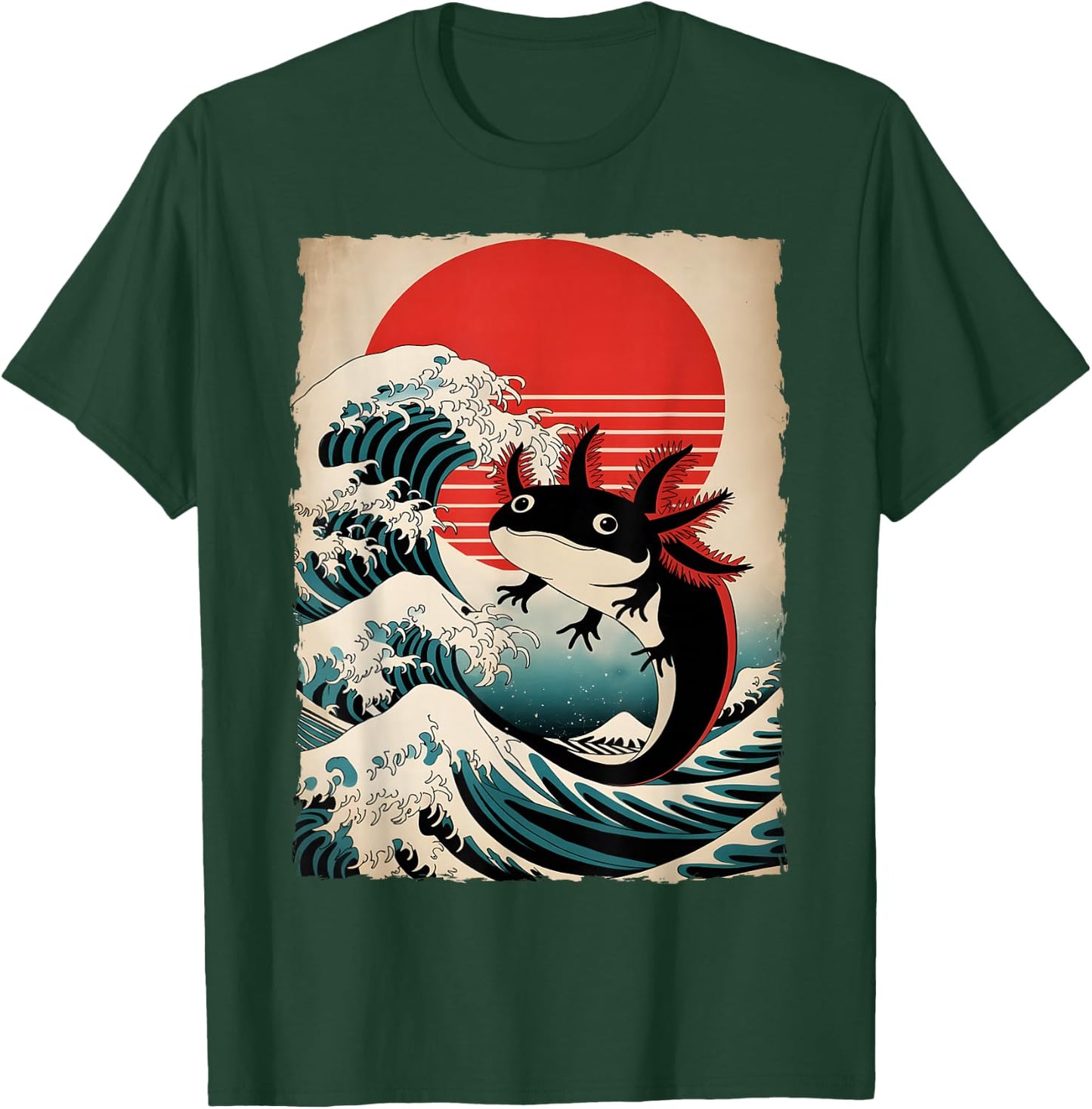 Axolotl Girls Teens Kid Japanese Art Retro Axolotl Graphic T-Shirt - T-Shirt | Forest