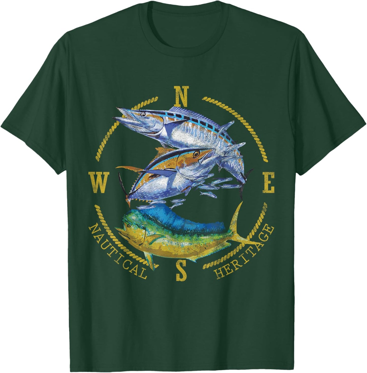 Fish Mahi Mahi Tuna Kingfish Nautical Heritage Fishing Gift T-Shirt - T-Shirt | Forest