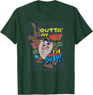 Looney Tunes Tasmanian Devil Outta' My Way I'm Busy! Retro T-Shirt - T-Shirt | Forest