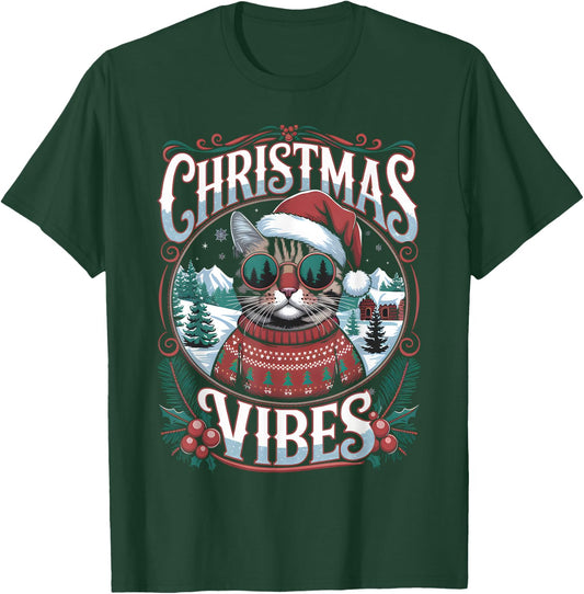 Cat Christmas Clothes Funny Christmas , Black, S T-Shirt - T-Shirt | Forest