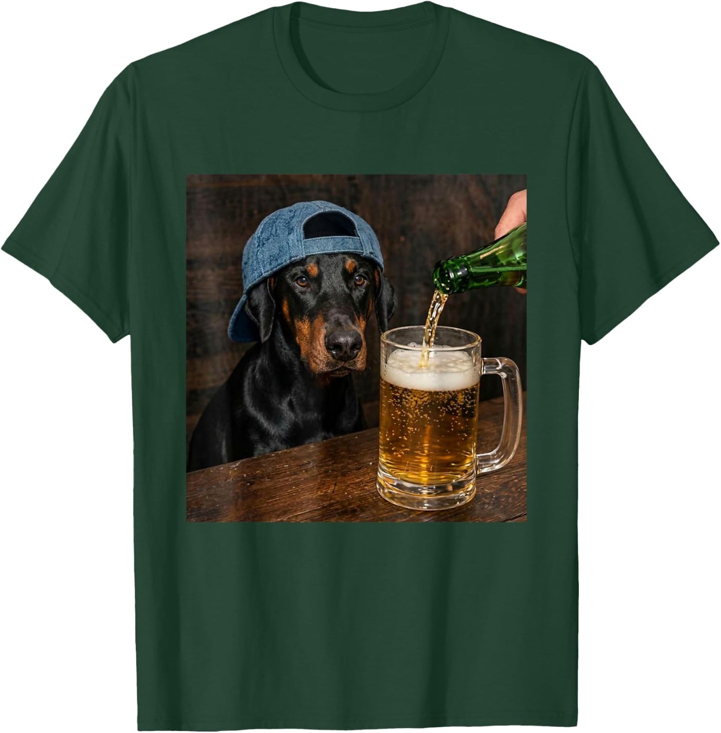 Doberman Drinking Beer Funny Doberman Dog Meme T-Shirt - T-Shirt | Forest