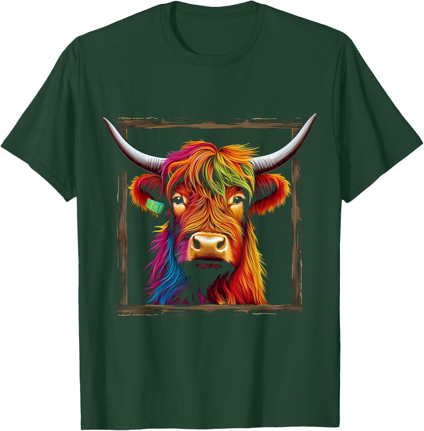 Highland Cow Colorful Art Animal Graphic Highland Cow T-Shirt - T-Shirt | Forest