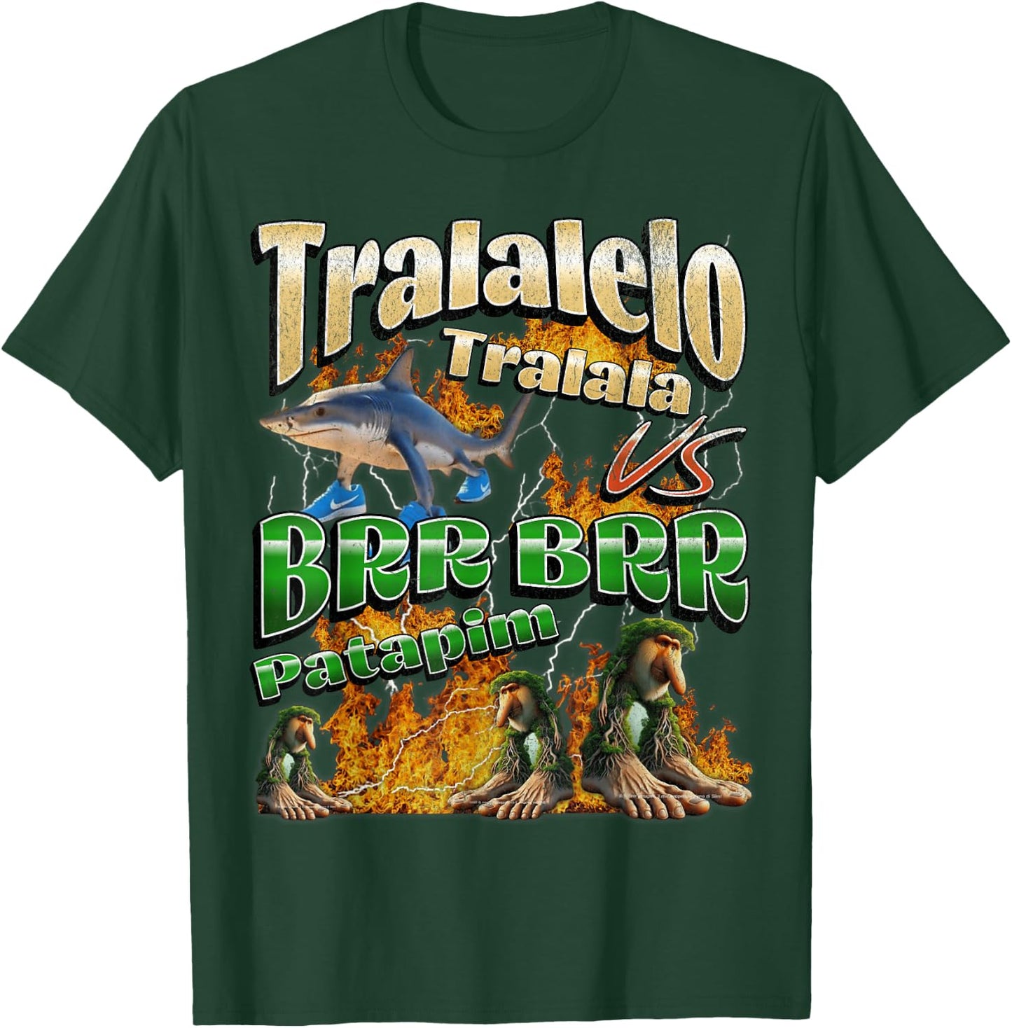 Tralalelo VS Brr Patapim Funny Italian Brainrot Meme Graphic T-Shirt - T-Shirt | Forest