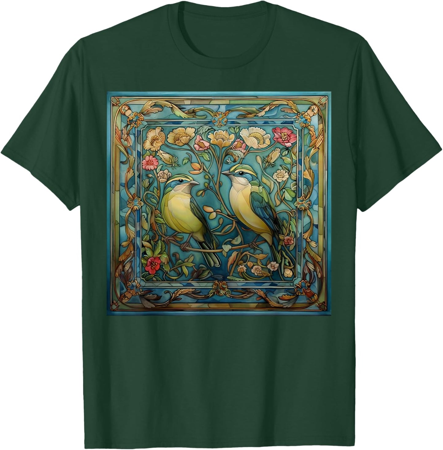 Romantische Vögel im Jugendstil T-Shirt - T-Shirt | Forest