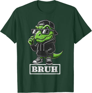 Bruh T Rex Dinosaur Teen Sayings Teenage Boys Funny Kids T-Shirt - T-Shirt | Forest