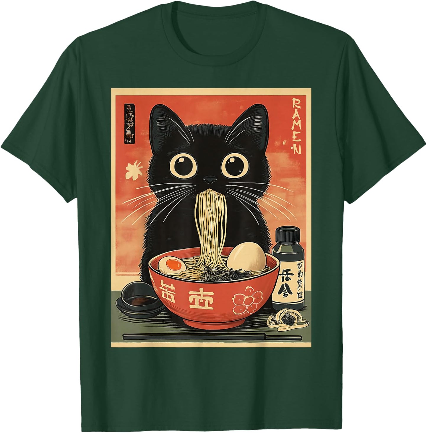 Kawaii Noodle Soup Anime Japanese Ramen Cat Girl T-Shirt - T-Shirt | Forest