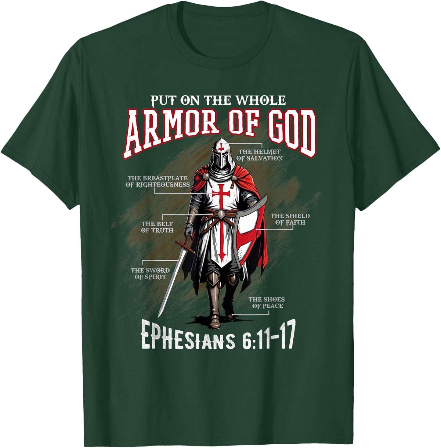Full Armor of God Men Women Kids Christian Bible Verse Gift , black T-Shirt - T-Shirt | Forest