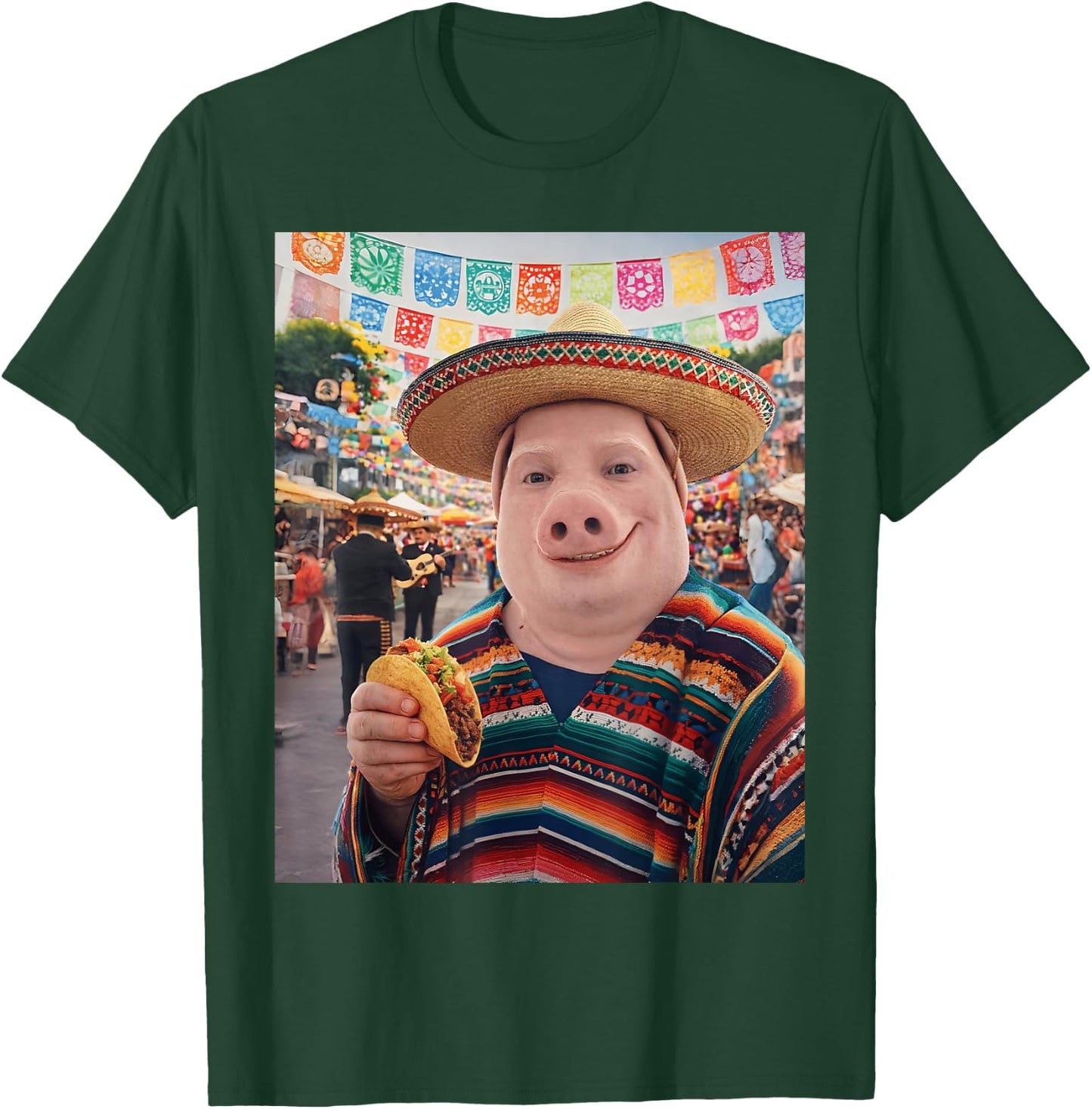 John Pork Funny Pig Man Mexican Fiesta Cinco de Mayo Taco T-Shirt - T-Shirt | Forest