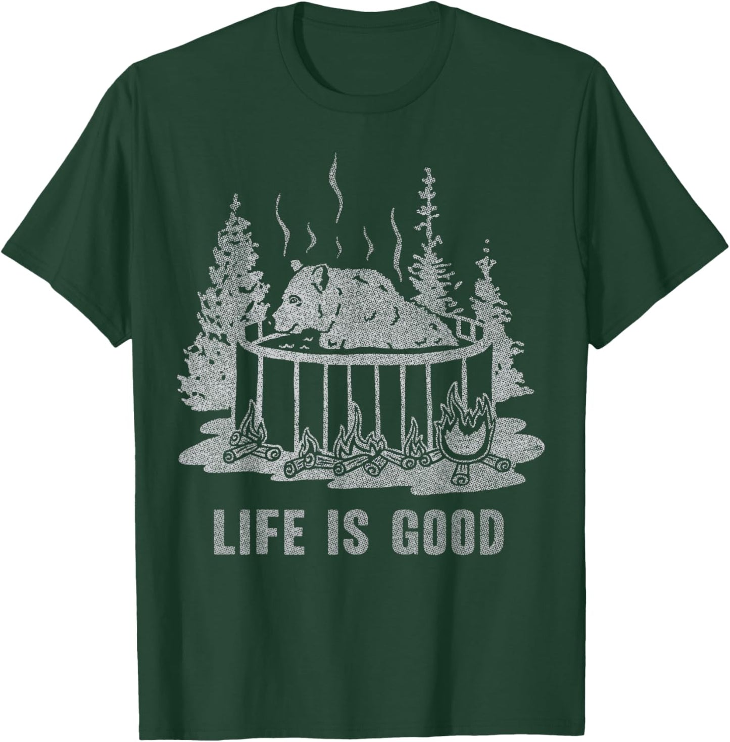 Life Is Good Hot Tub Bear Woods Explore Vintage T-Shirt - T-Shirt | Forest