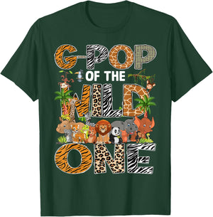 G-Pop Of The Wild One Safari Zoo Animal 1St Birthday T-Shirt - T-Shirt | Forest