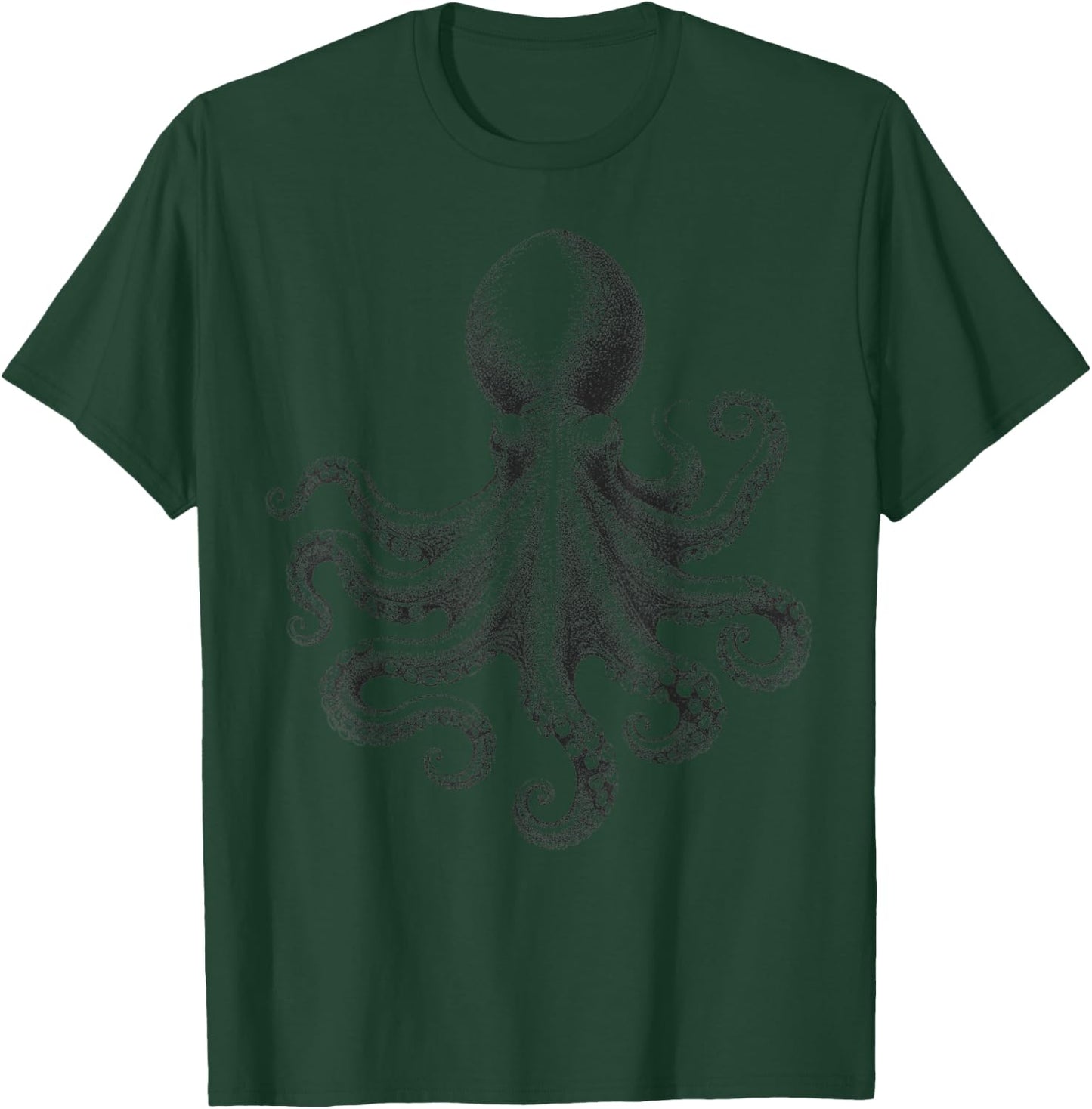 Vintage Octopus Illustration Marine Life Intricate Realistic T-Shirt - T-Shirt | Forest