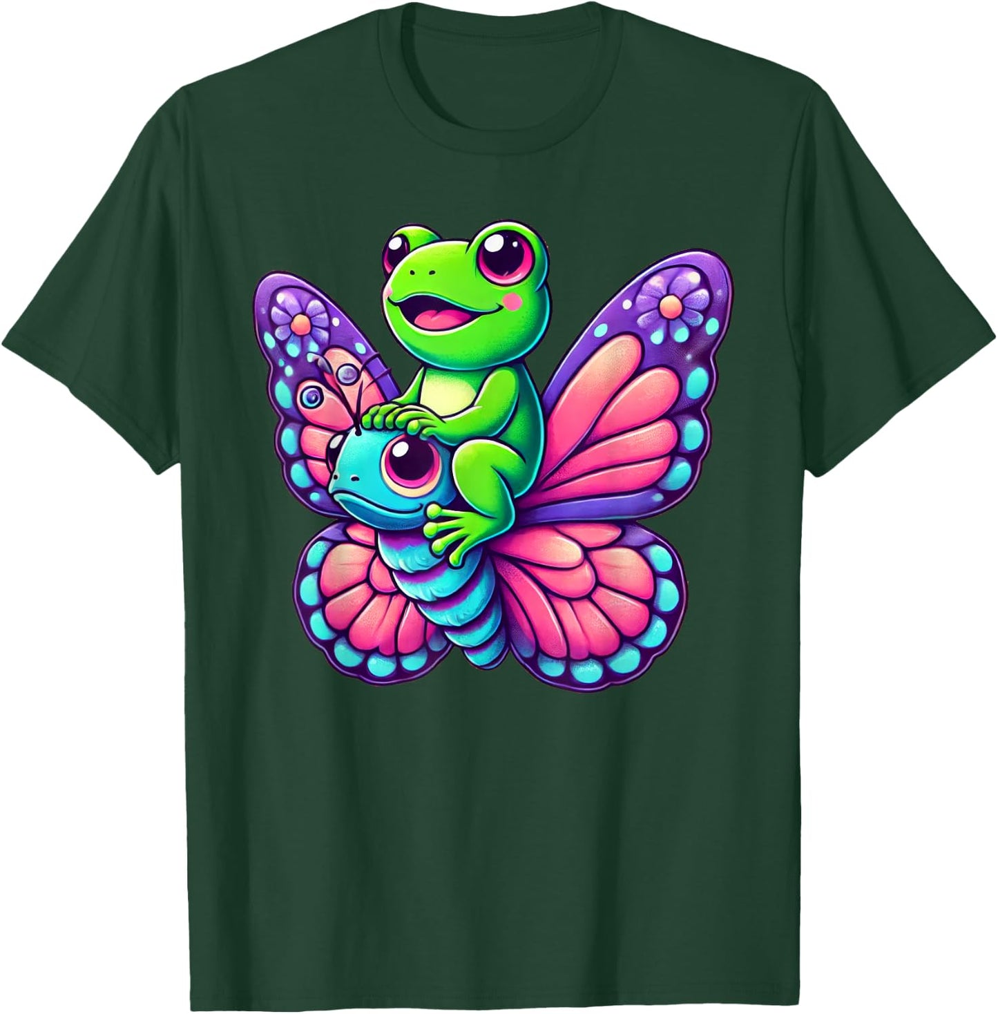 Cute Kawaii Frog Butterfly T-Shirt - T-Shirt | Forest