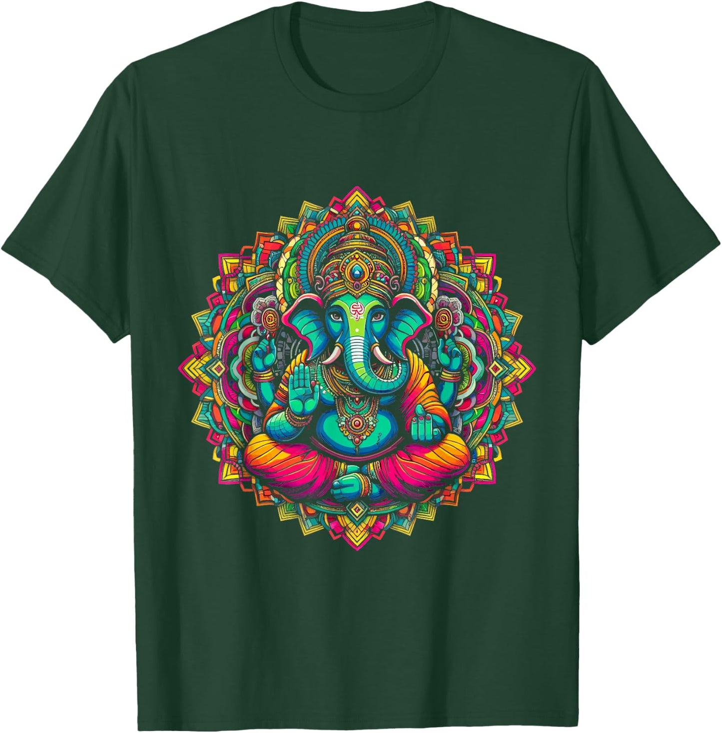 Ganesh Symbol Yoga Hindu Elephant God Ganesh Puja , Black, S T-Shirt - T-Shirt | Forest