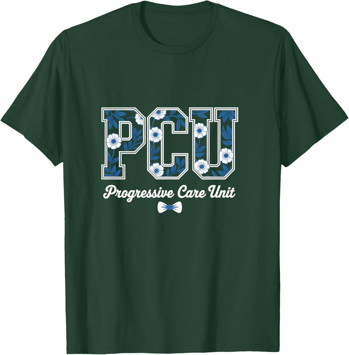 Retro Floral PCU Progressive Care Unit Nurse Nursing Women T-Shirt - T-Shirt | Forest