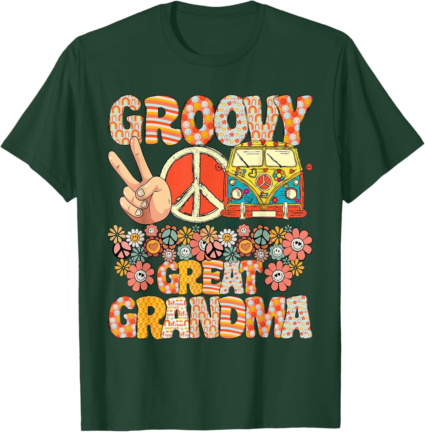 Groovy Great Grandma Retro Matching Family Baby Shower T-Shirt - T-Shirt | Forest