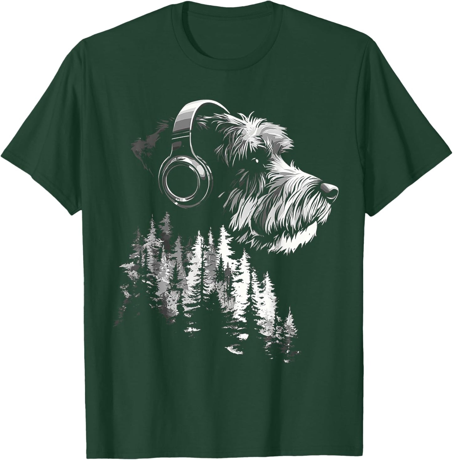 Schnauzer Dog Graphic Pet Artwork Music Headphone Schnauzer T-Shirt - T-Shirt | Forest