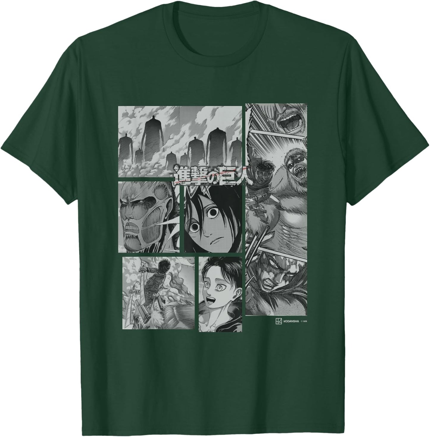 Attack on Titan Eren Vs Titans Split Anime Panels , black T-Shirt - T-Shirt | Forest