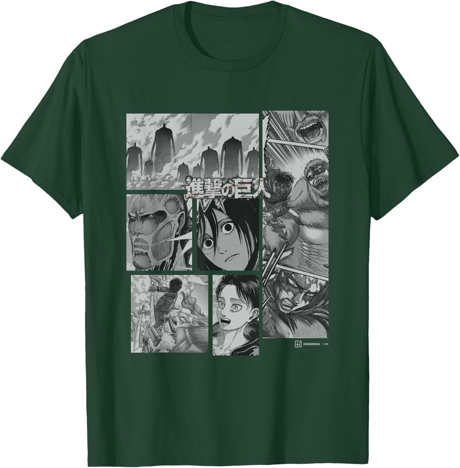 Attack on Titan Eren Vs Titans Split Anime Panels , black T-Shirt - T-Shirt | Forest