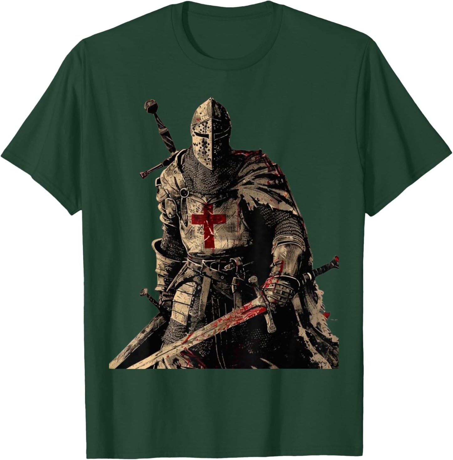 Knight Templar Christian Warrior of God Crusader Gift , Black, S T-Shirt - T-Shirt | Forest