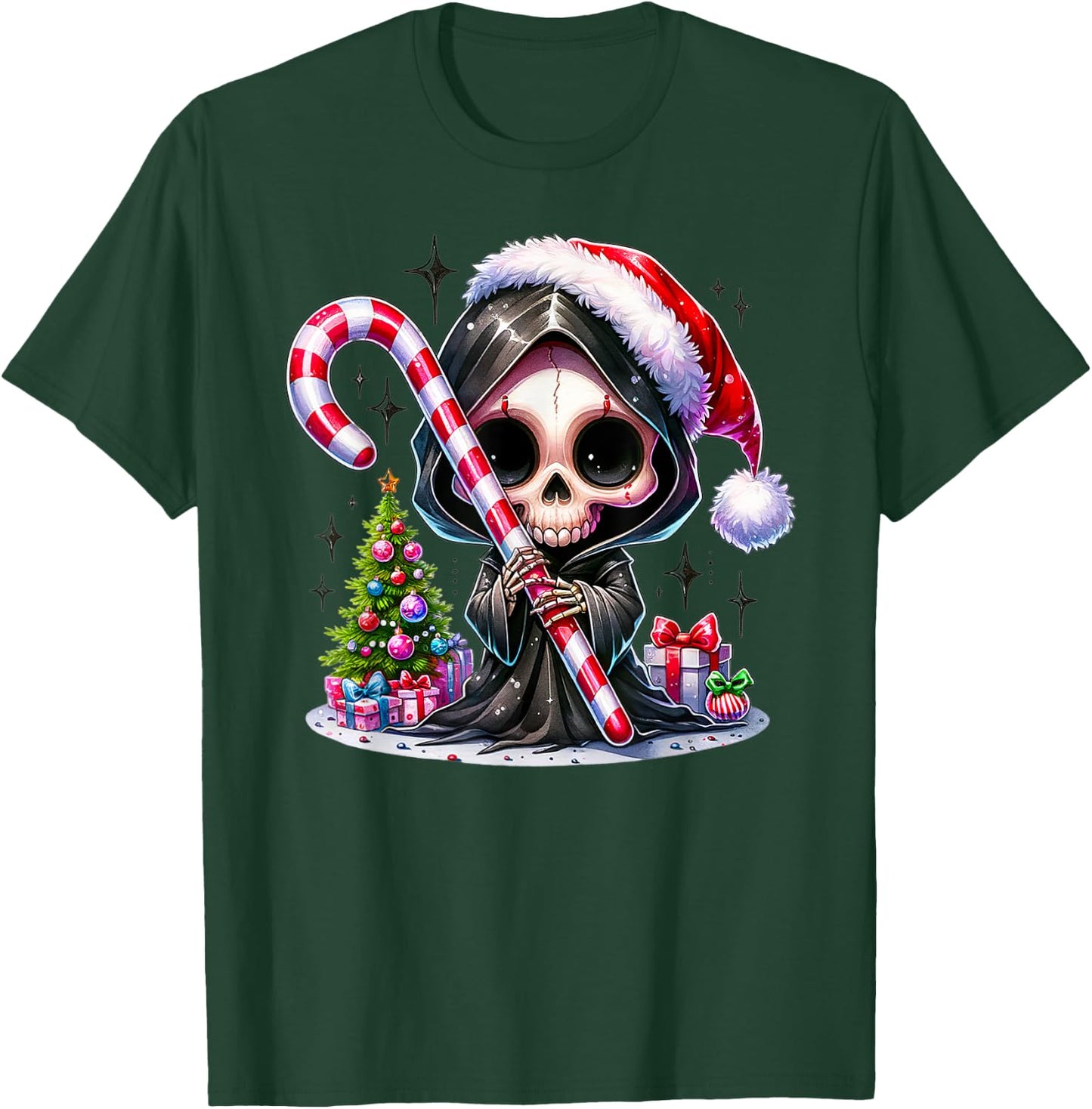 Grim Reaper Skull Gothic Funny Santa Claus X-Mas , Black, S T-Shirt - T-Shirt | Forest