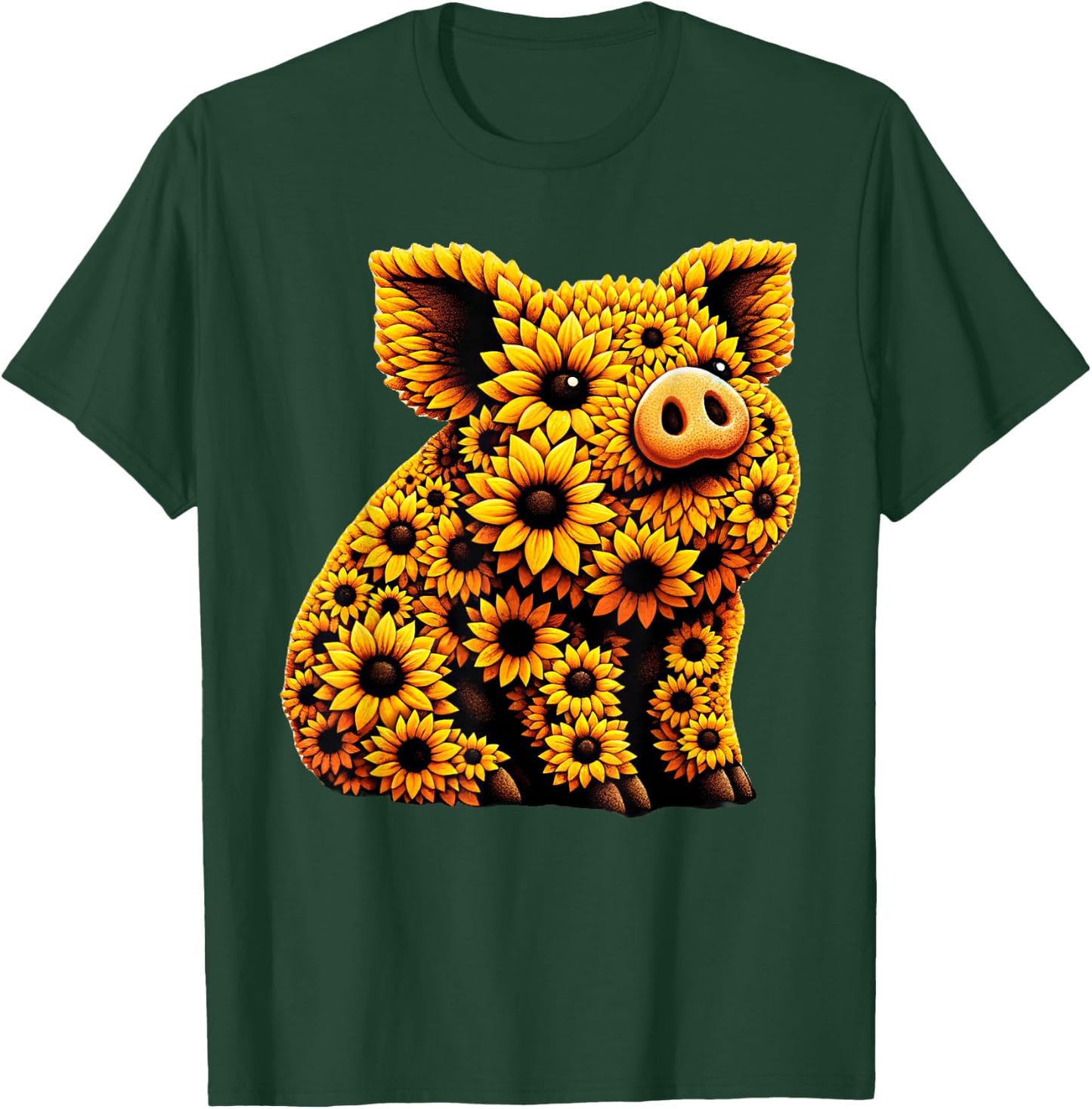 Sunflower Pig Flower Gardening Floral T-Shirt - T-Shirt | Forest