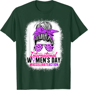 International Women's Day 2025 Accelerate Action 8 March T-Shirt - T-Shirt | Forest