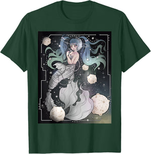 Steampunk Cyberpunk Graphic Mermaid in Space T-Shirt - T-Shirt | Forest