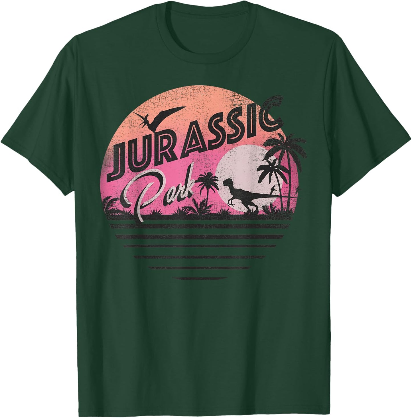 Jurassic Park Retro 90's Dinosaur Scene T-Shirt - T-Shirt | Forest