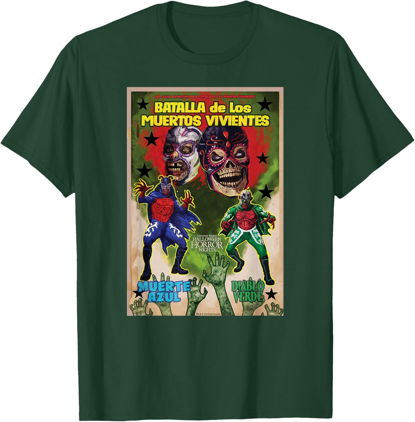 Universal Halloween Horror Nights Lucha Libre Zombies T-Shirt - T-Shirt | Forest