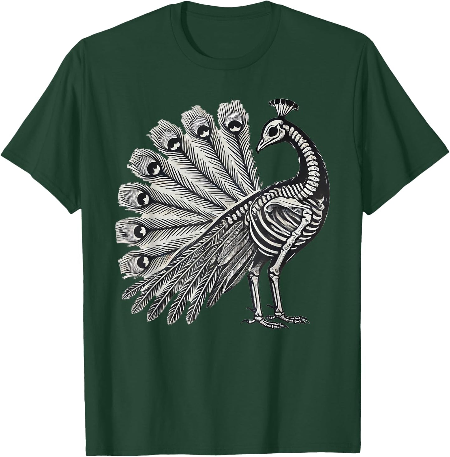 Peacock Skeleton Halloween T-Shirt - T-Shirt | Forest