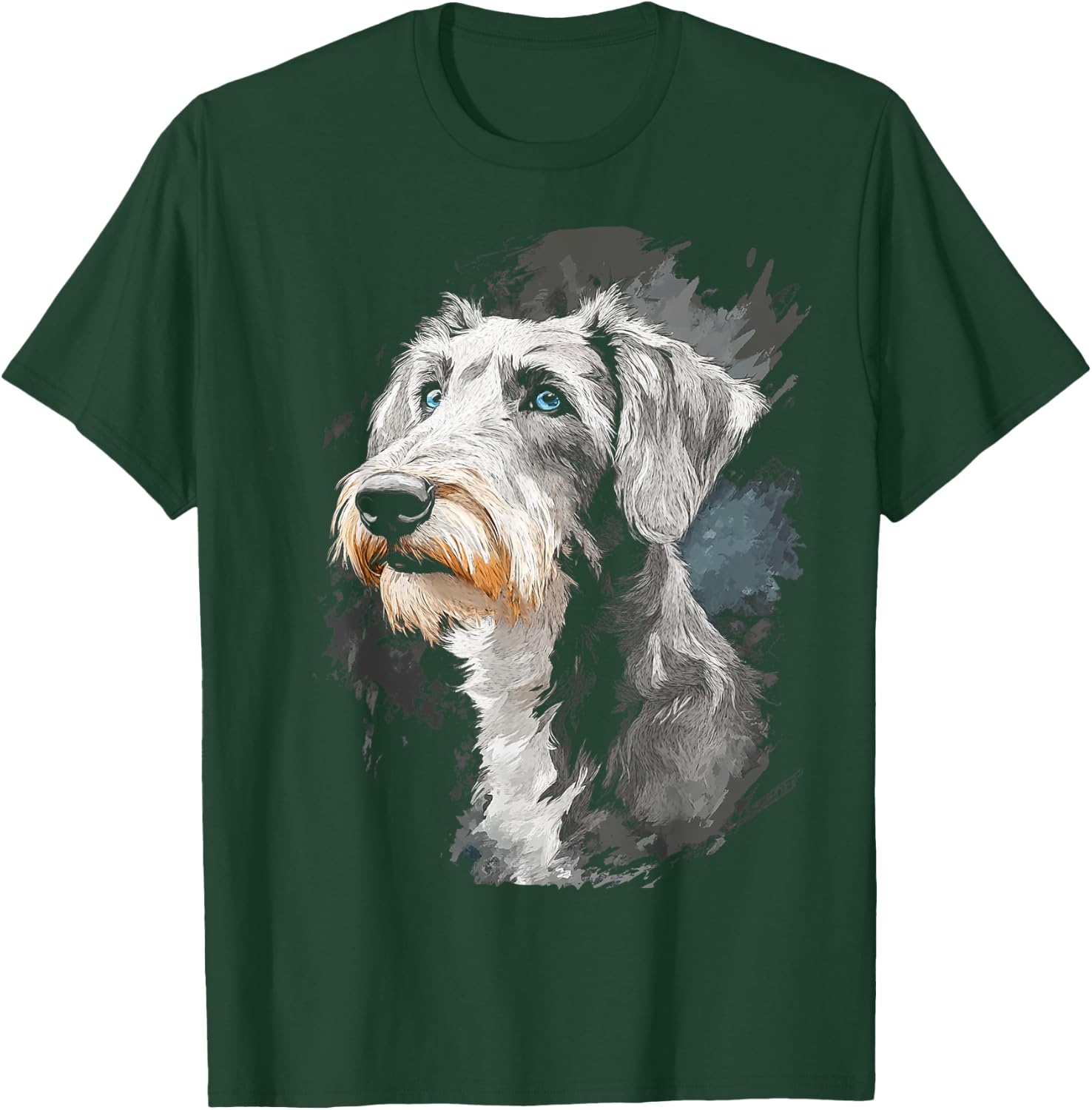 Irish Wolfhound Dog Motif Pet Art Blue Eyes Irish Wolfhound T-Shirt - T-Shirt | Forest