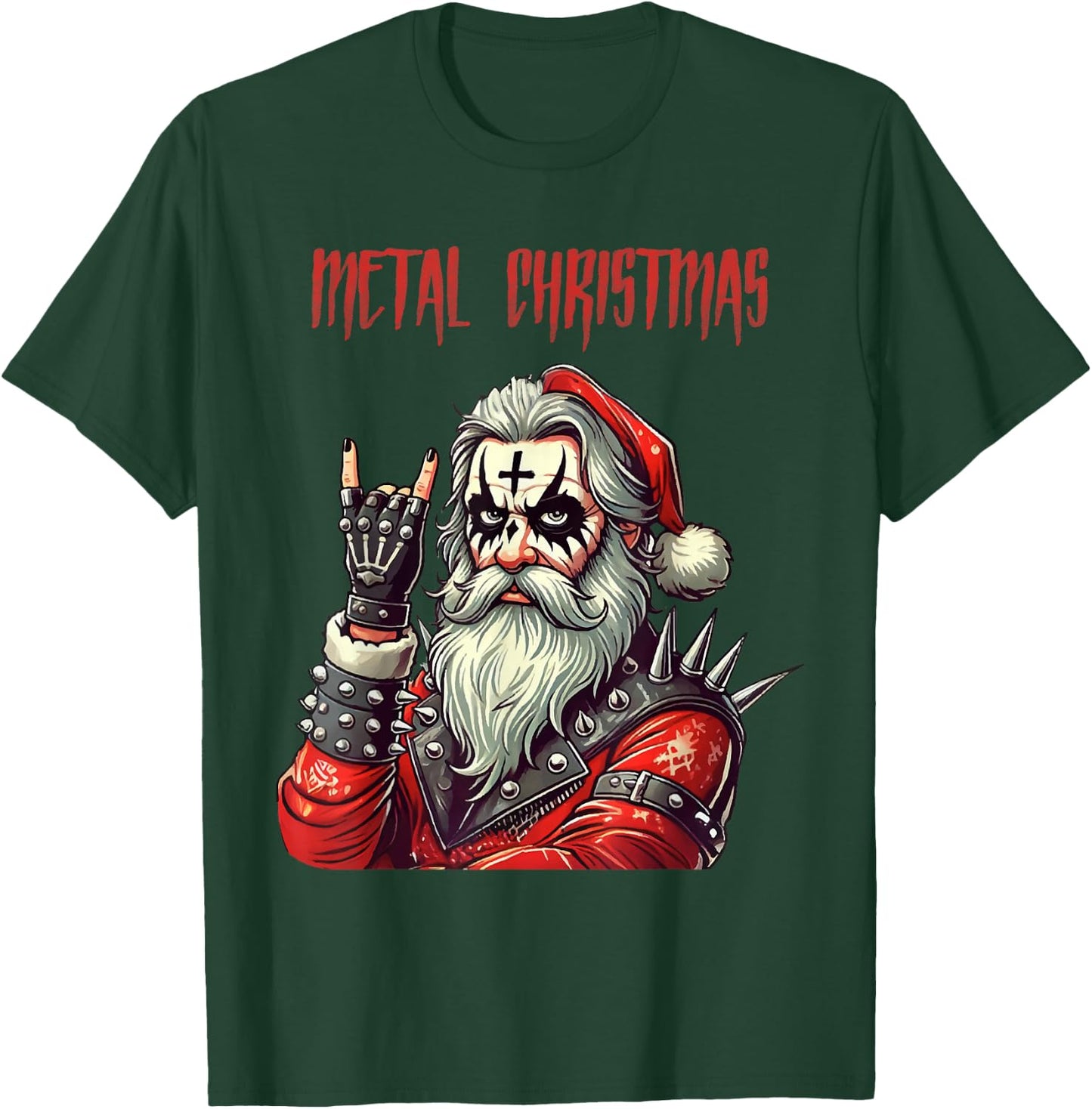 Heavy Metal Santa Claus , Black, S T-Shirt - T-Shirt | Forest