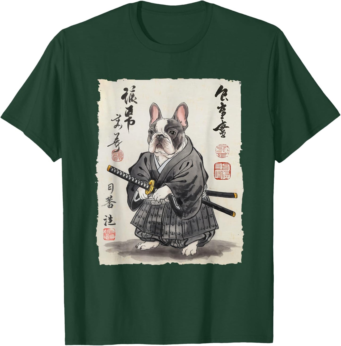 French Bulldog Samurai Japanese Ink Art Women Kids T-Shirt - T-Shirt | Forest