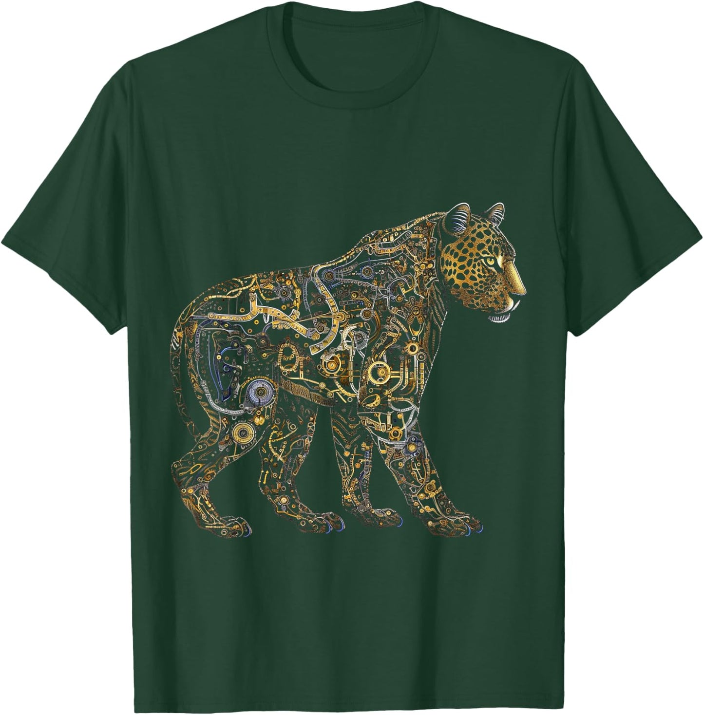 Leopard Fantasy Art - Animal Robot Leopard T-Shirt - T-Shirt | Forest