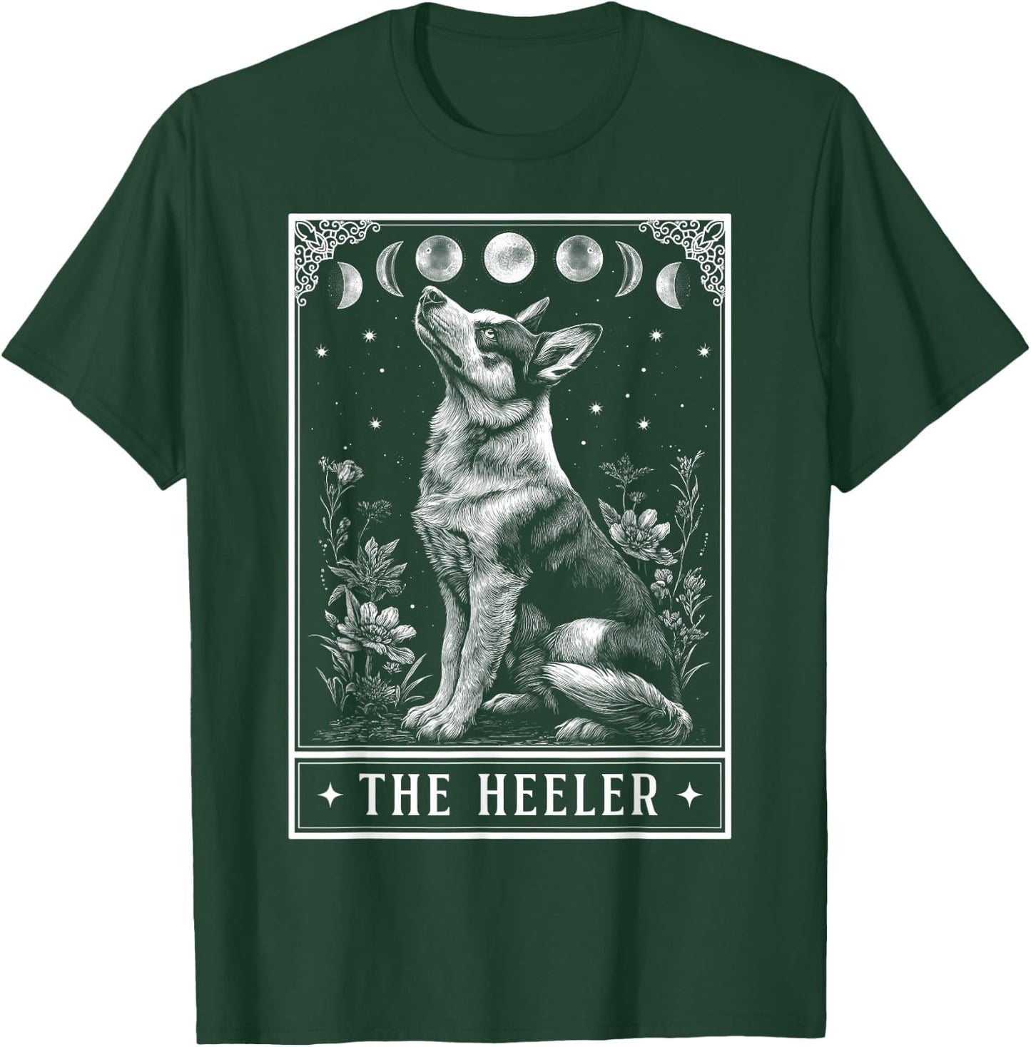 The Heeler Australian Cattle Dog Tarot Card Witchy Moon T-Shirt - T-Shirt | Forest