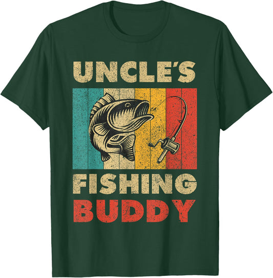 Funny Fishing Uncle's Fishing Buddy Vintage Fishing T-Shirt - T-Shirt | Forest