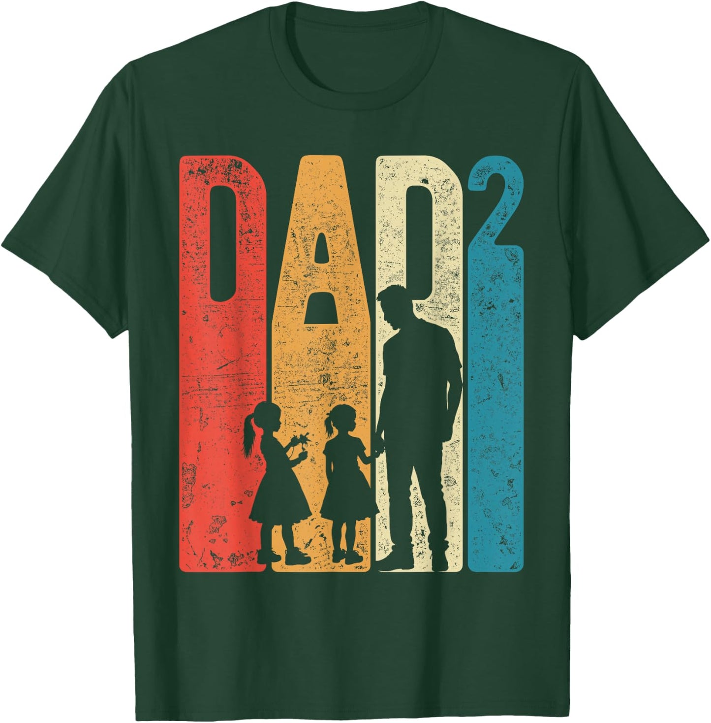 Papa Squared Father's Day Two Girls Two Daughters Father , black T-Shirt - T-Shirt | Forest