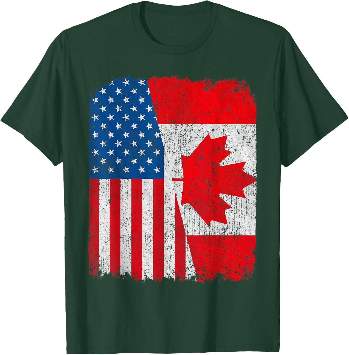 Canadian American Flag Half USA Canada Root Proud T-Shirt - T-Shirt | Forest