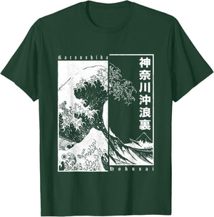 Japanese Otaku Motifs Japan Style Katsushika Hokusai The Great Wave Off Kanagawa for Japan Fans, Anime Fans, Half Sleeve , Black, Small T-Shirt - T-Shirt | Forest