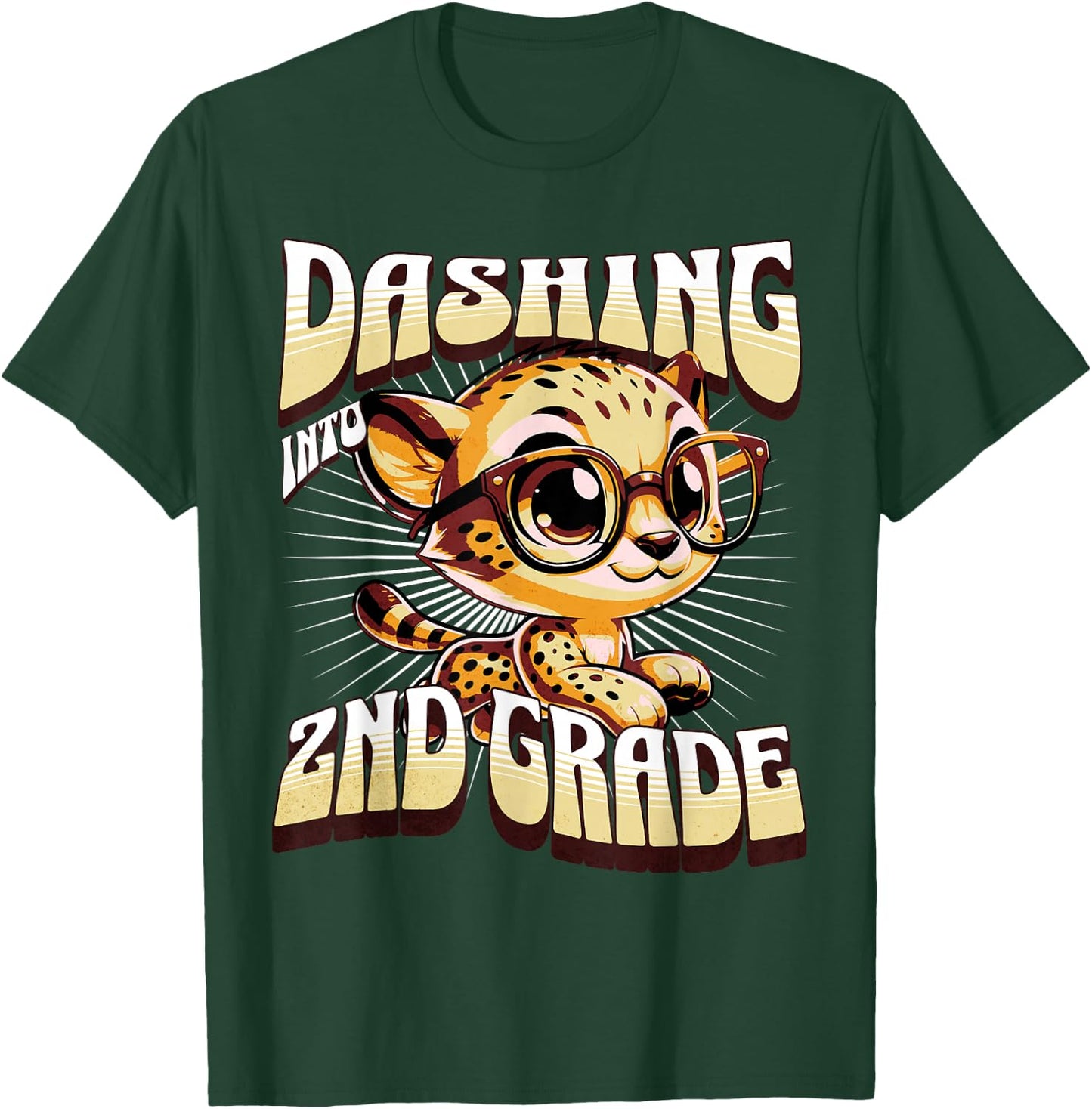 Dashing Into 2nd Grade Cute Cheetah Back to School Kids T-Shirt - T-Shirt | Forest