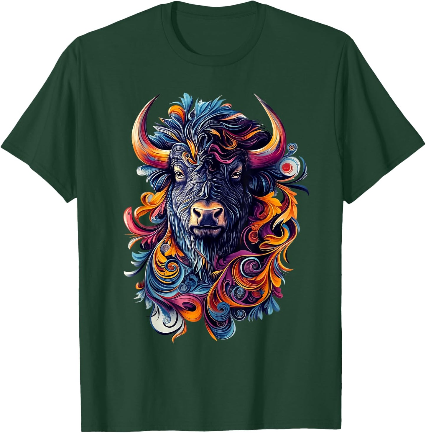 Bison Wildlife Nature Colorful Bison T-Shirt - T-Shirt | Forest